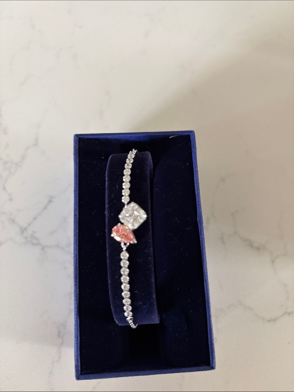 Tennis Bracelet with Pink and Clear Gem Accents Swarovski brand new missing tag